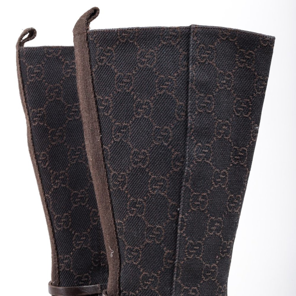 *SOLD* Gucci GG Monogram Canvas Espresso Brown Boots - Picture 9 of 12